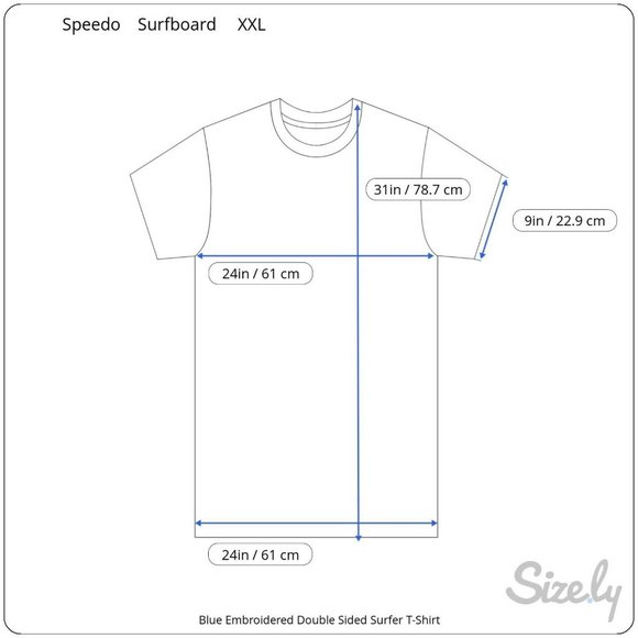 Speedo Surfer Surfboards T Shirt Embroidered Double Sided Blue XXL Beach Cotton - Picture 6 of 9